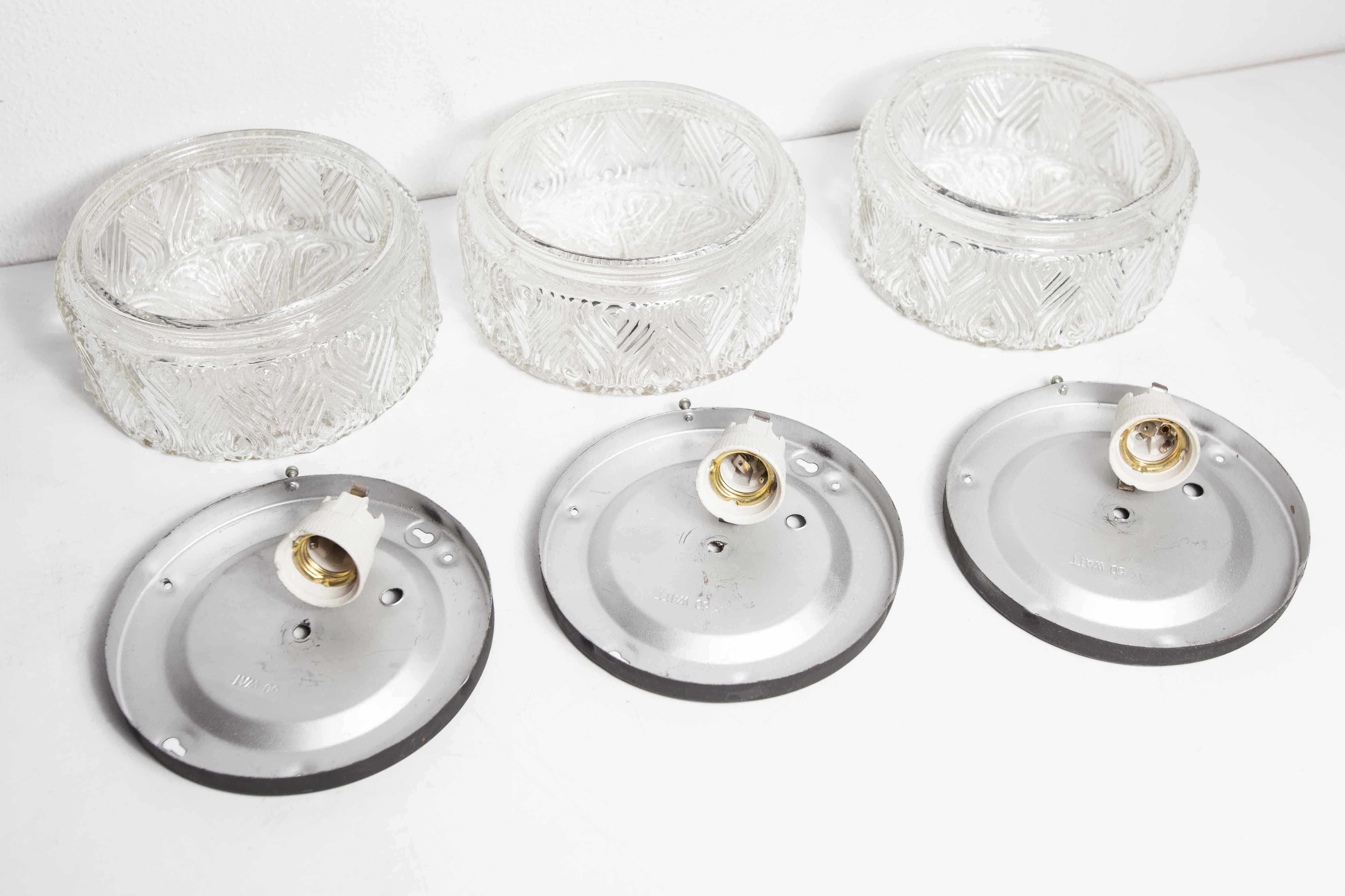 Set of 3 glass ceiling lamps 60