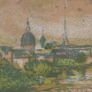 Paul Collomb : Pont de Paris, lithographie originale signée