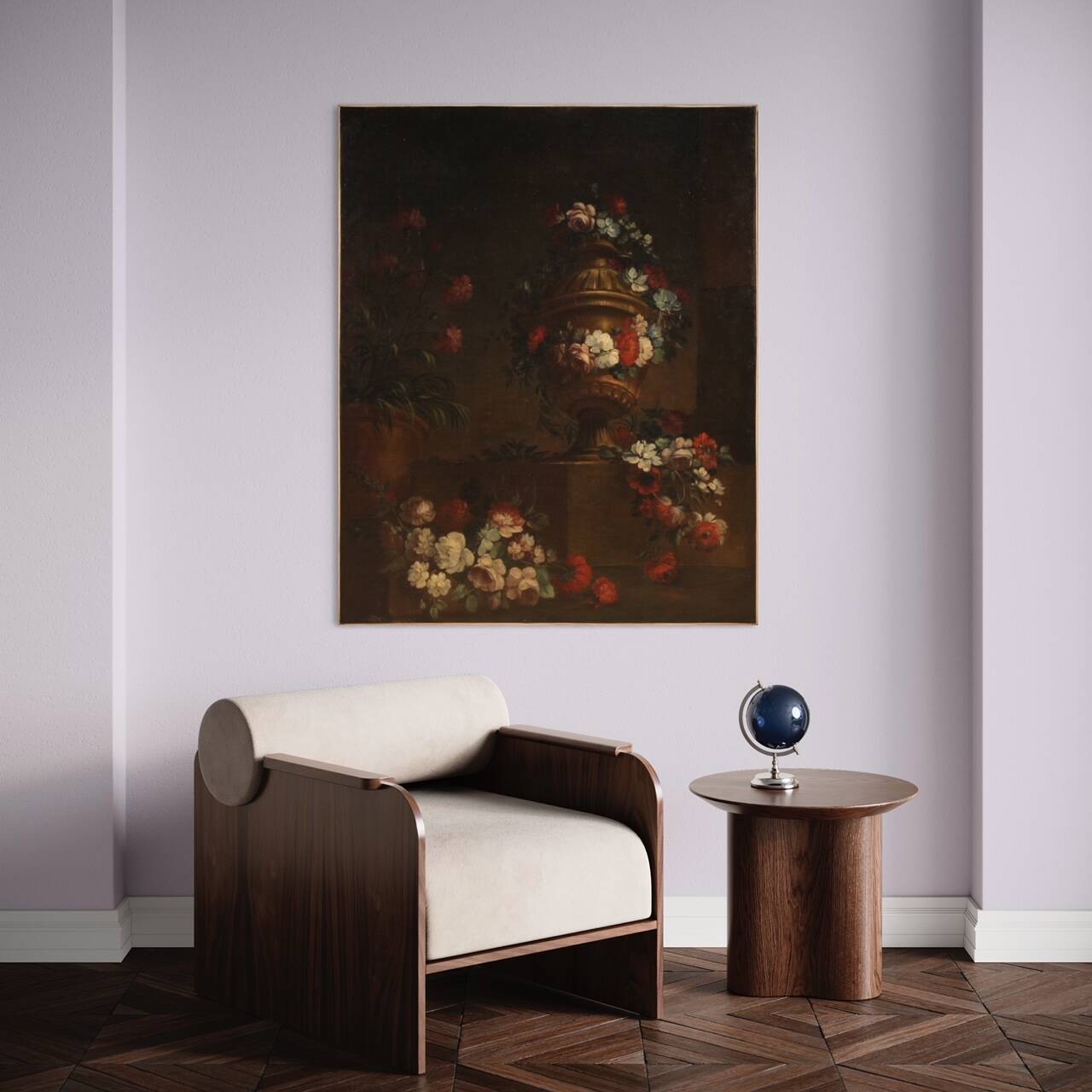 Peinture italienne antique nature morte aux fleurs du XVIIIe siècle