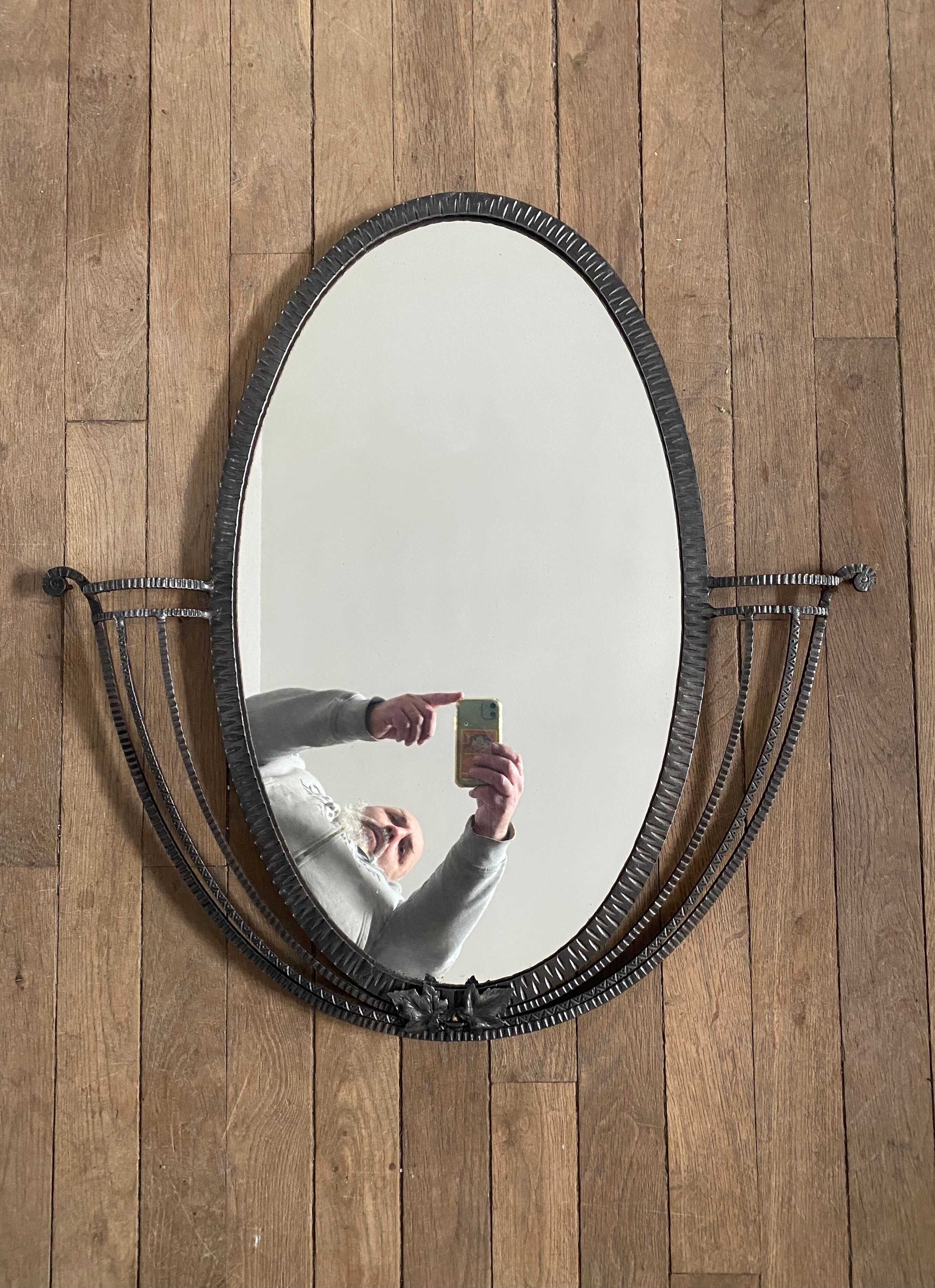 Art Deco wrought iron mirror 72x74cm