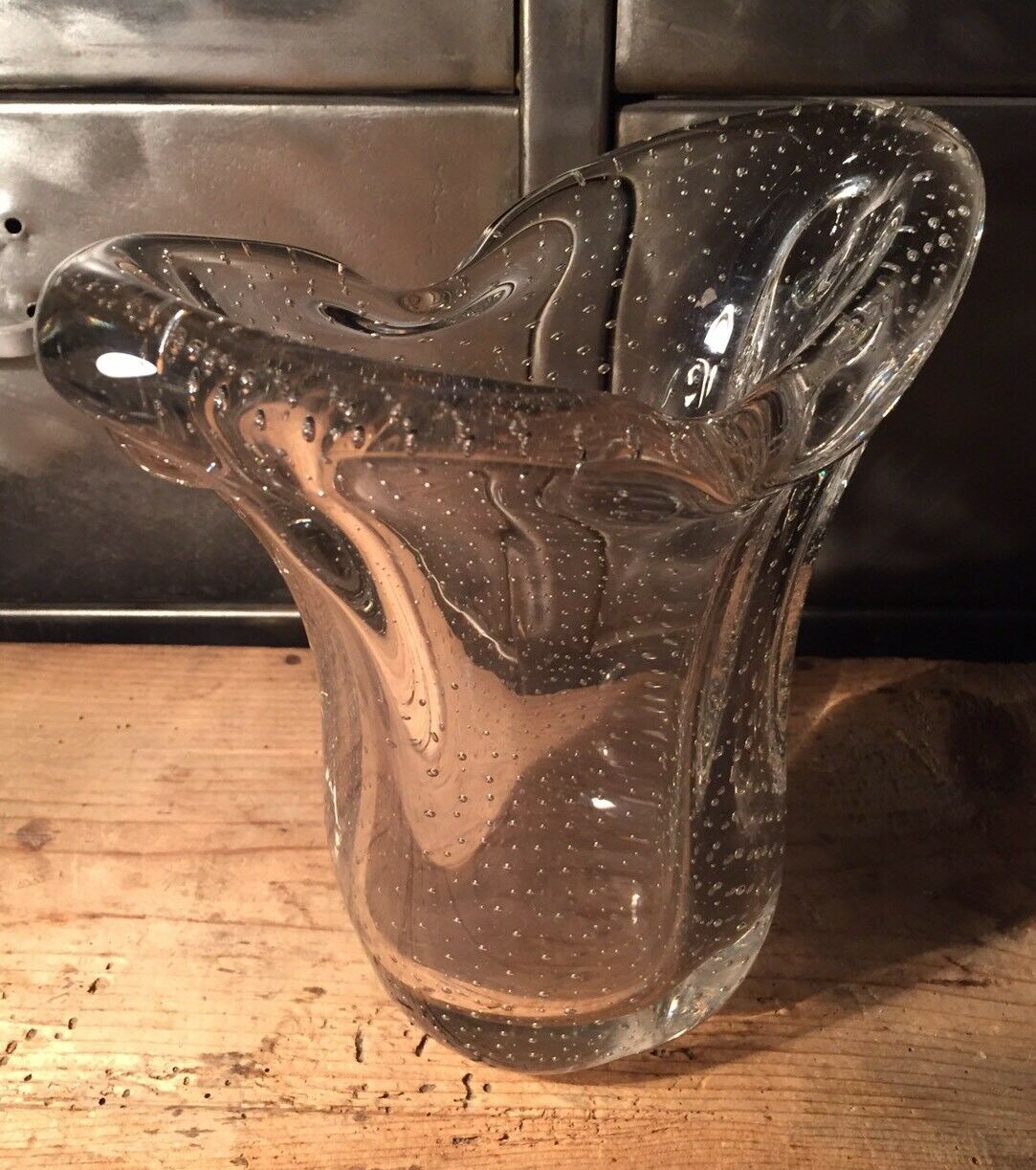 Bubbled blown glass vase Val St Lambert