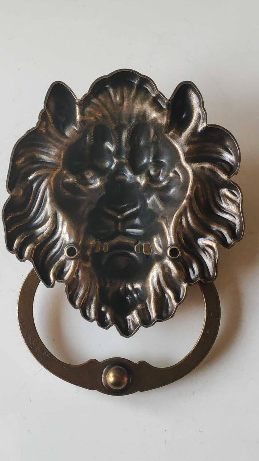 Antique Lion Head Door Knocker/Knocker, with Antique Bronze Patina 16 x 12 cm