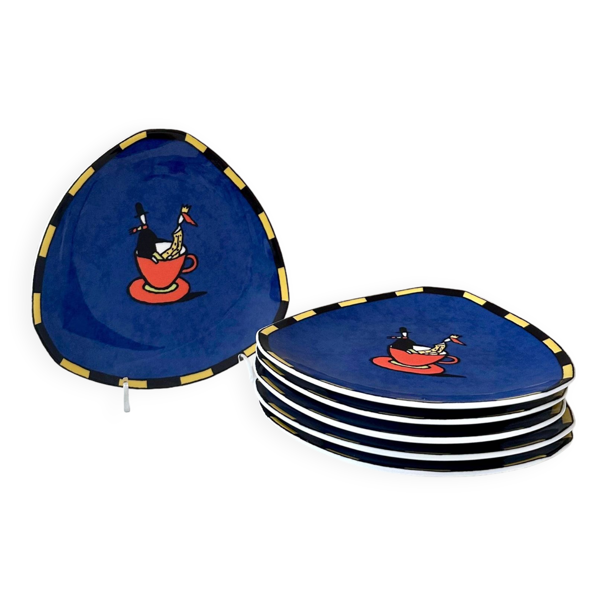 6 Rosenthal Flash Love Story bread plates by Dorothy Hafner