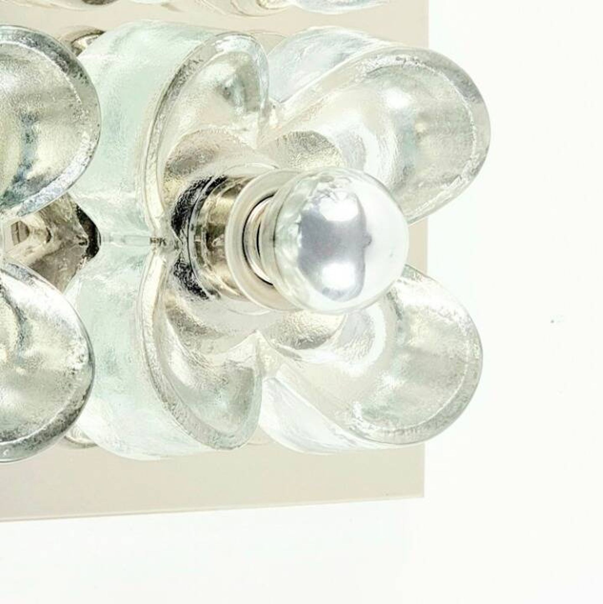 XL Mid Century floral wall light in glass and chrome by Sische, 1960s.