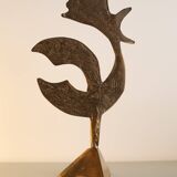Yves LOHE Stylized metal rooster sculpture