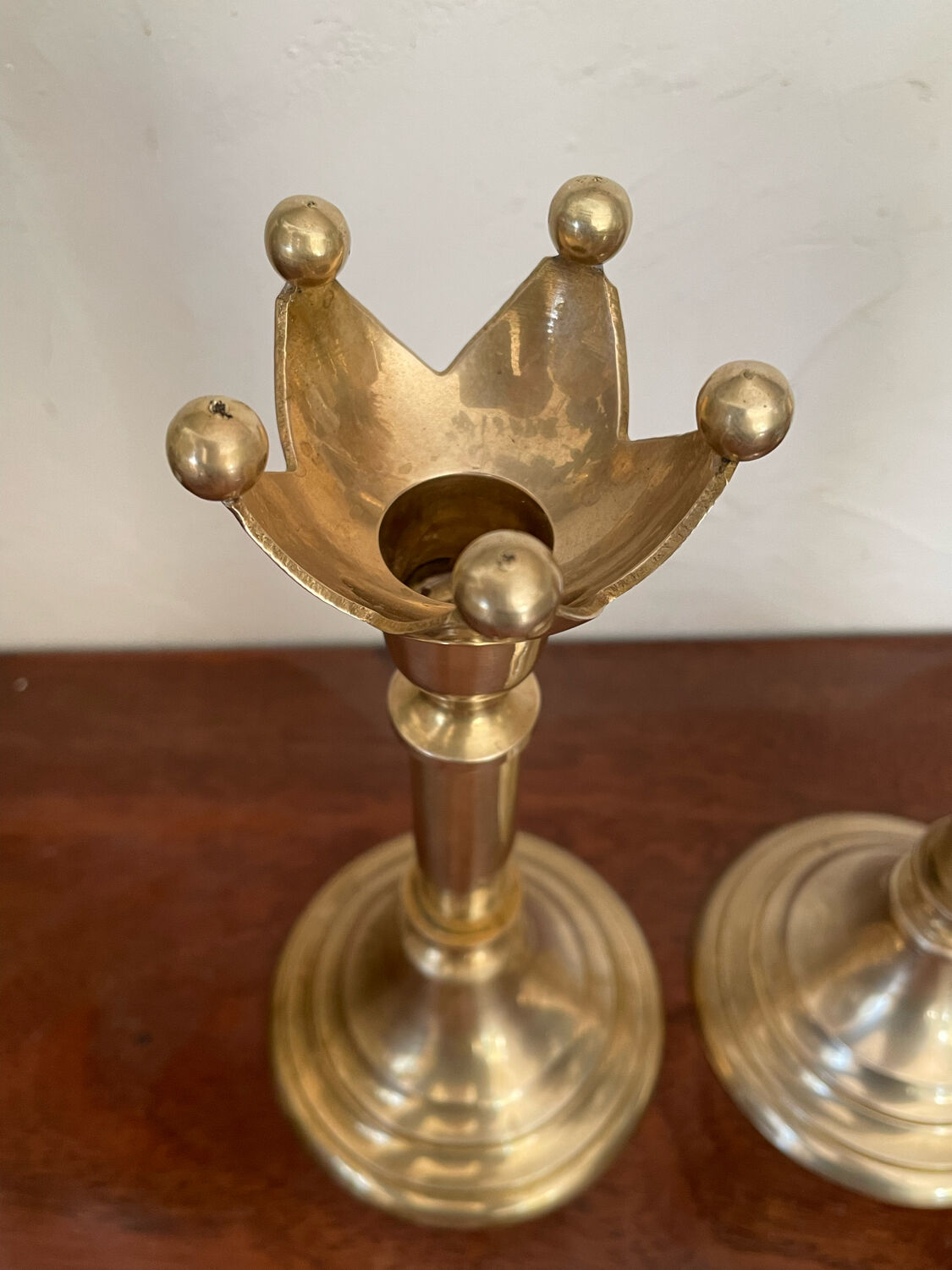 Pair of Scandinavian brass candle holders