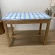 Farmhouse table with enamelled metal top
