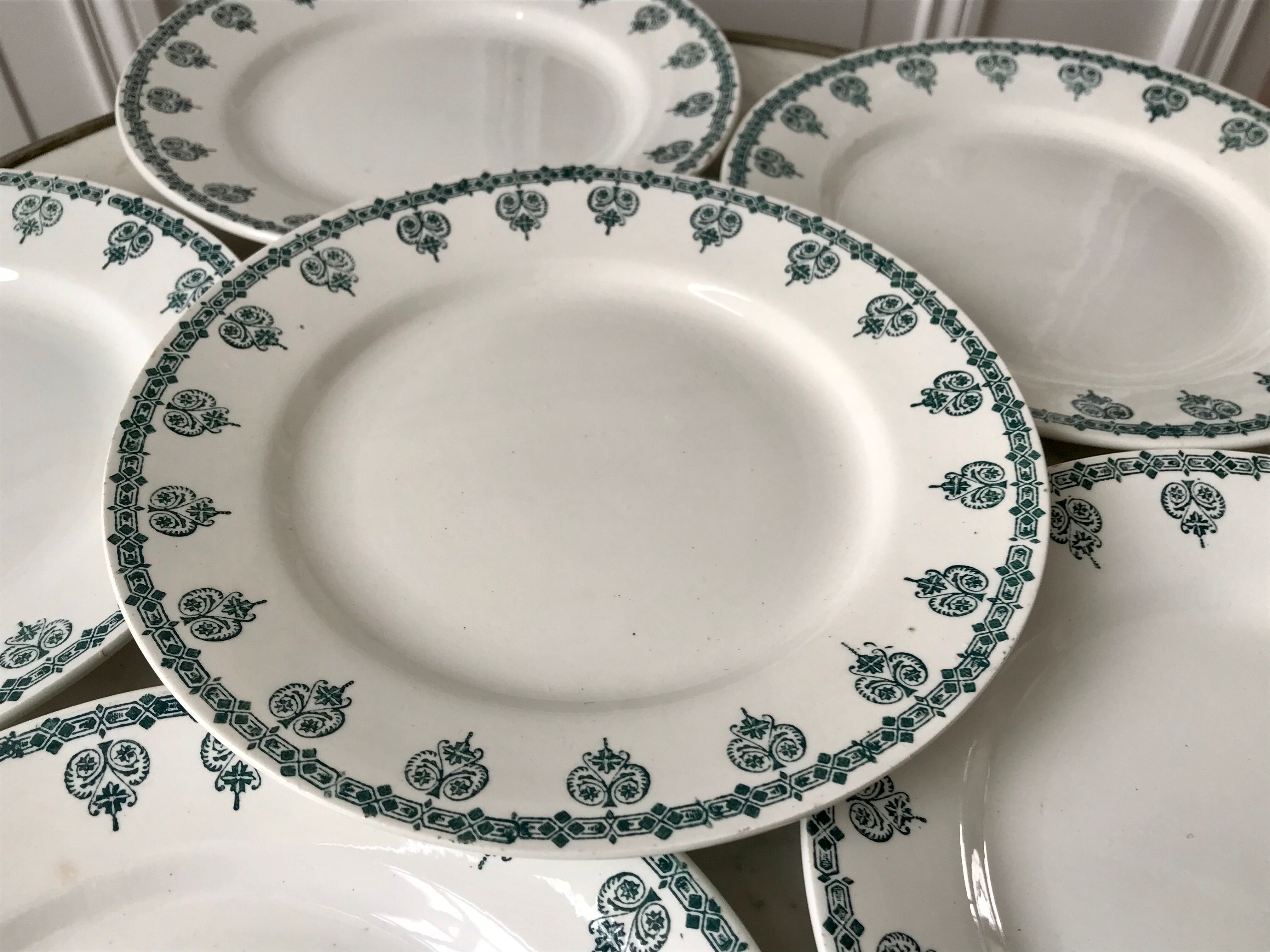 lot of 6 flat plates Saint-Amand blue flowers model "Nancy" years 30-40