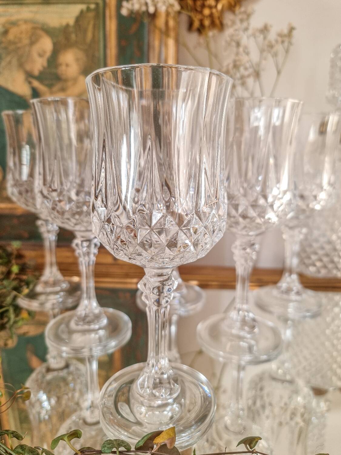 6 large stemmed glasses, Arques crystal, Longchamp model