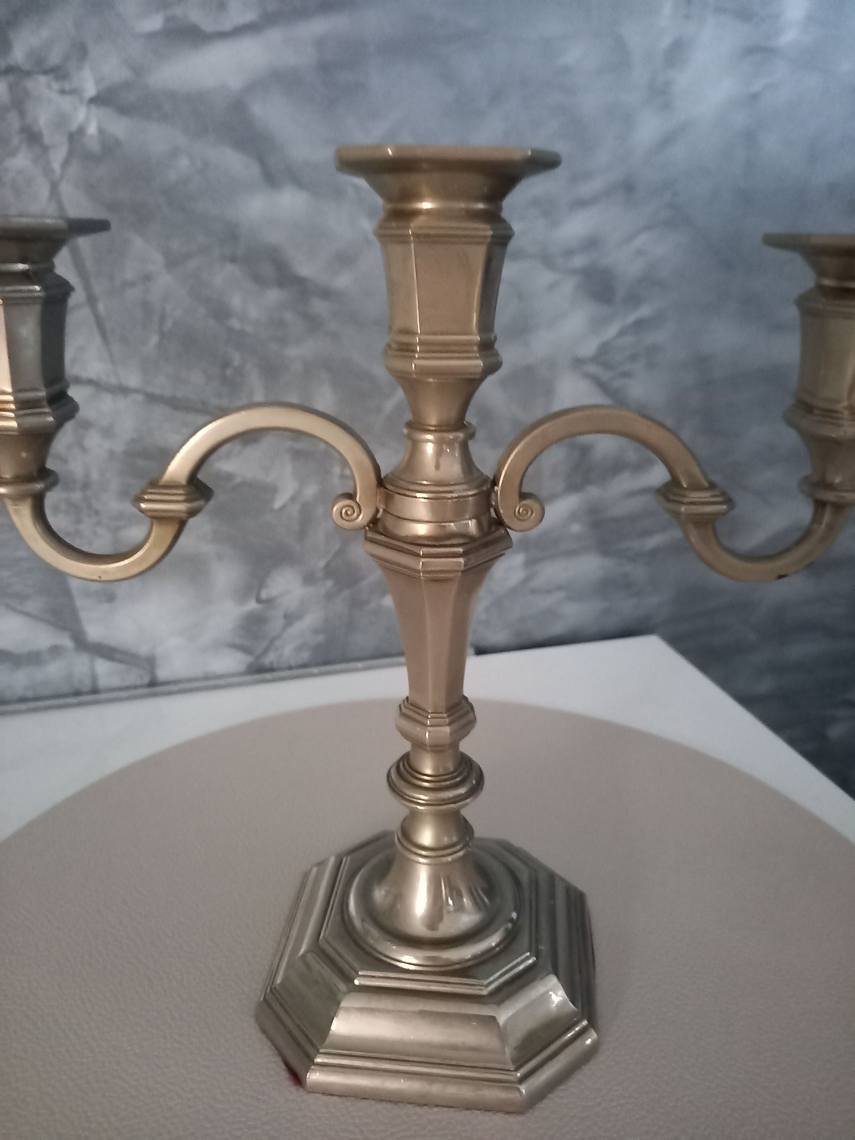 Pair of silver metal candlesticks