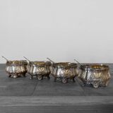 Set of 4 antique silver salt cellars