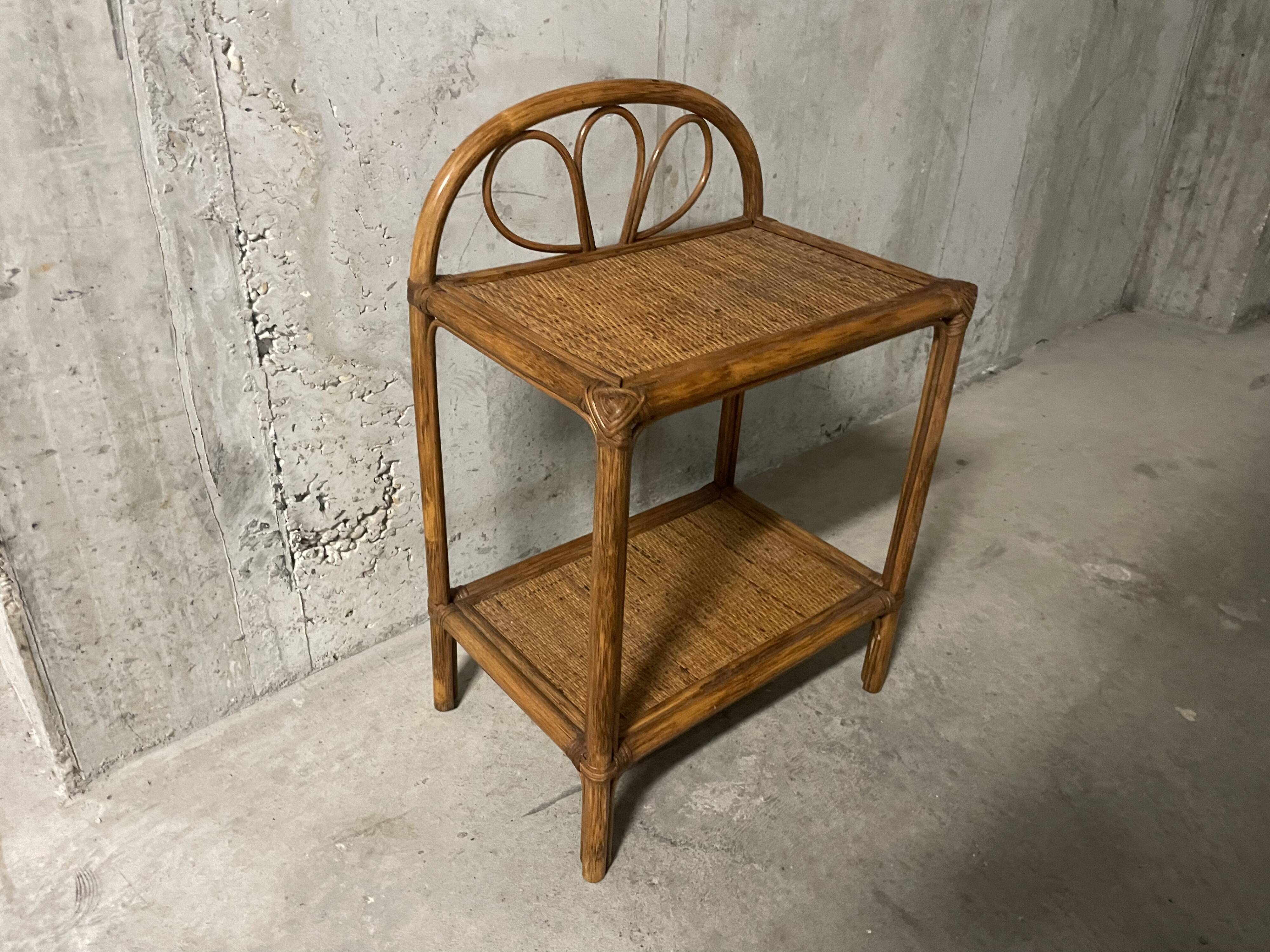 1970s rattan bedside table