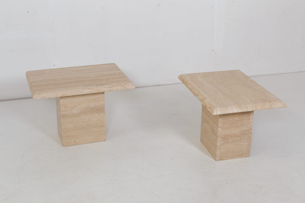 2 end of vintage travertine sofa