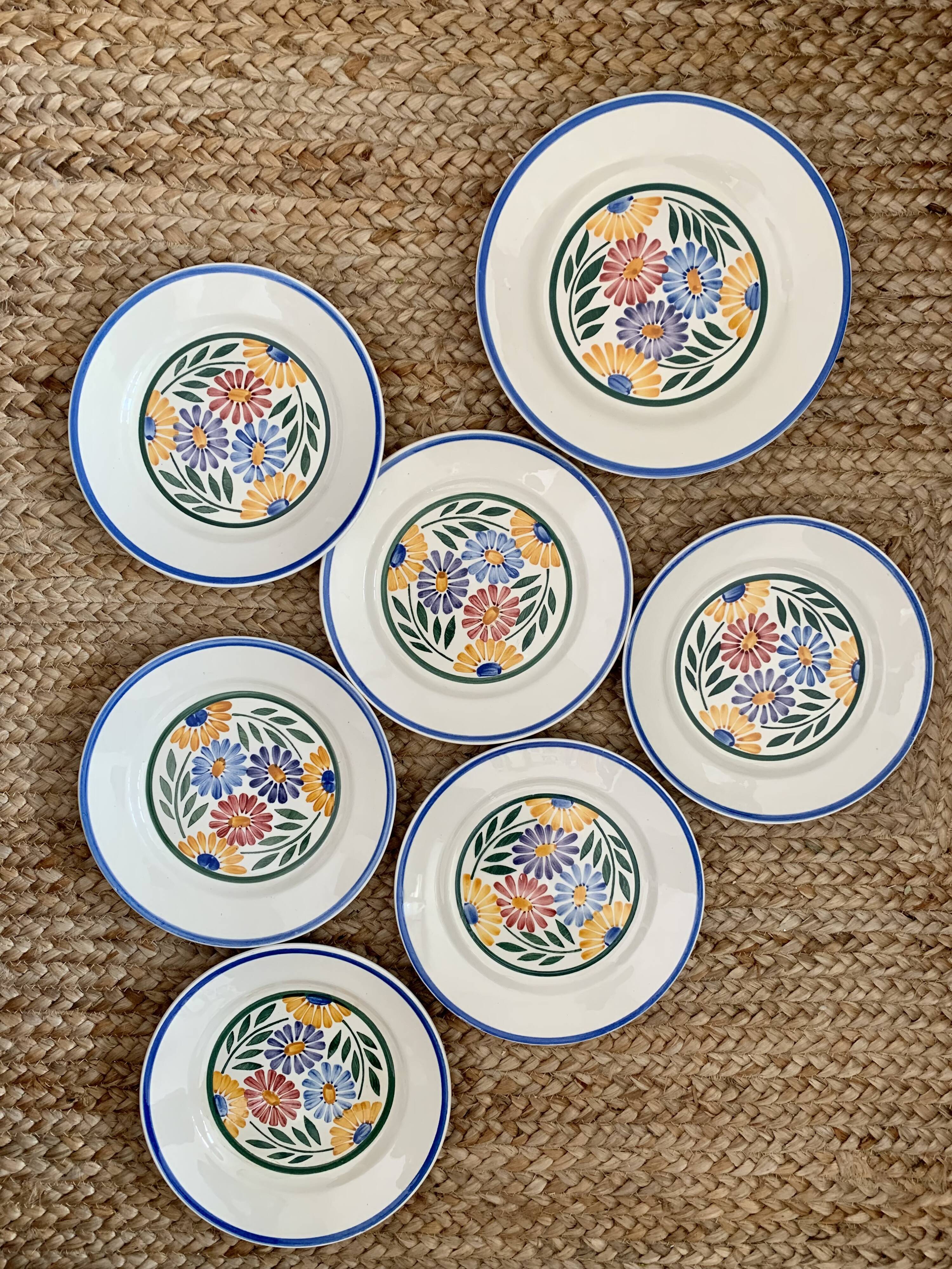 Josetti earthenware service with colorful flowers 1930