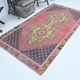 4x8 Pale Red Geometric Vintage Rug, 129x258Cm