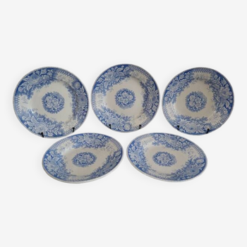 Lot de 5 assiettes plates Sarreguemines Jardinière