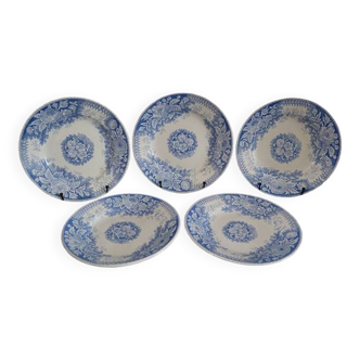 Set of 5 Sarreguemines Jardinière flat plates