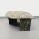 Vintage square coffee table with 2 green marble and smoked glass tops