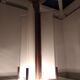Modernist art deco chandelier/pendant lamp in glass and metal