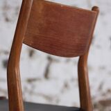 4 Scandinavian Fristho Franeker chairs in teak and faux leather, 1960.