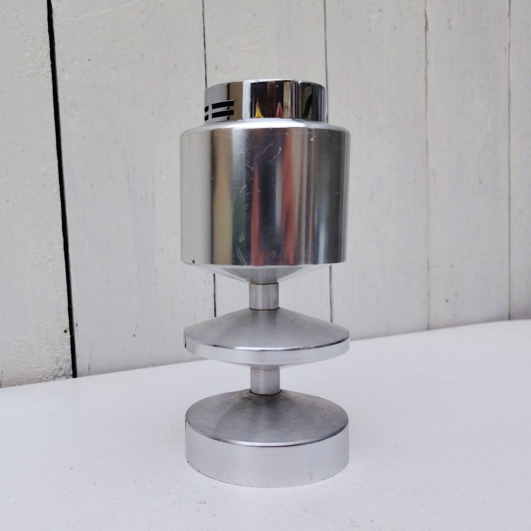 70s design brushed aluminum table lighter
