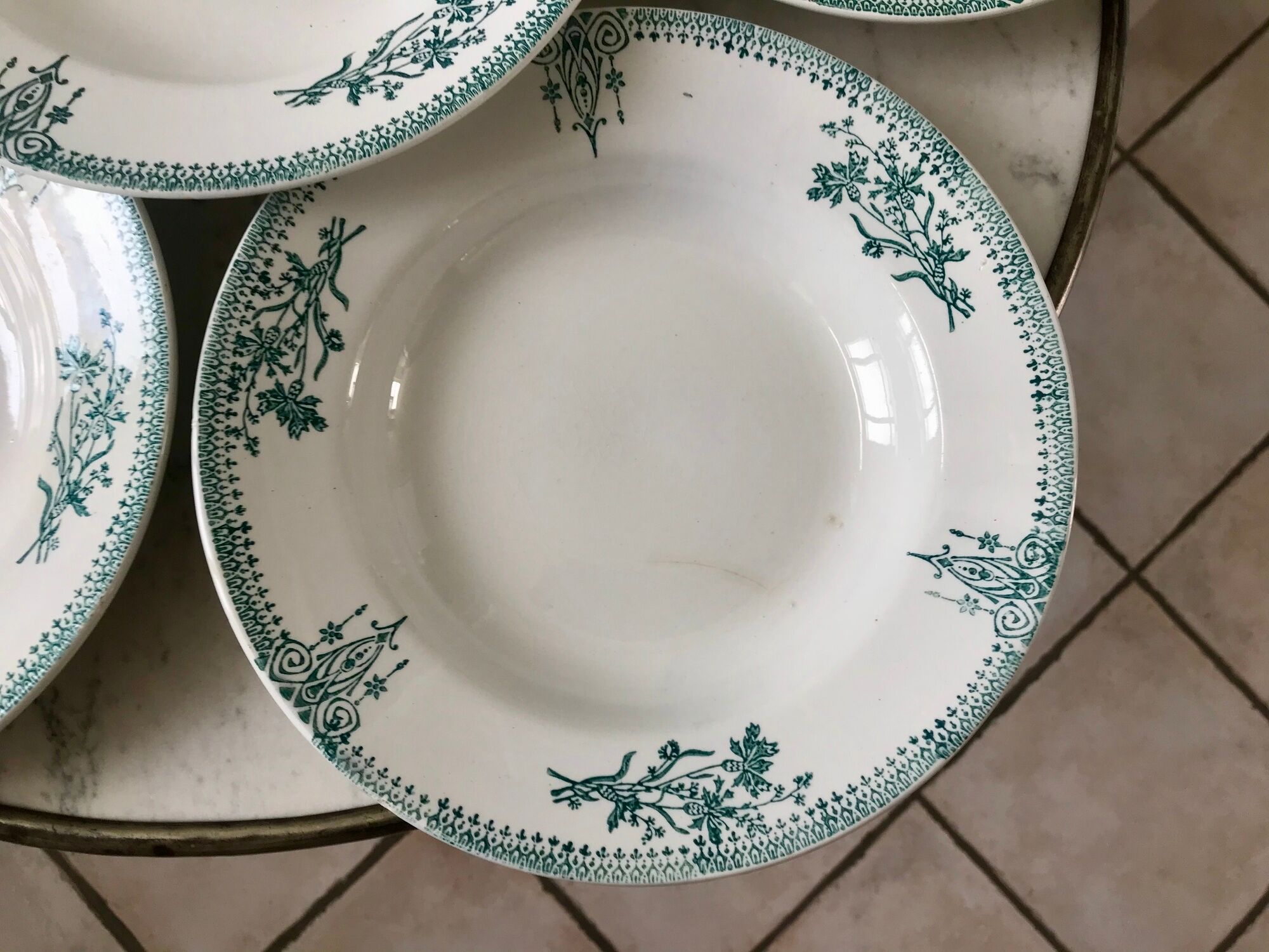 Lot of 6 hollow plates terre de fer saint-amand xixth
