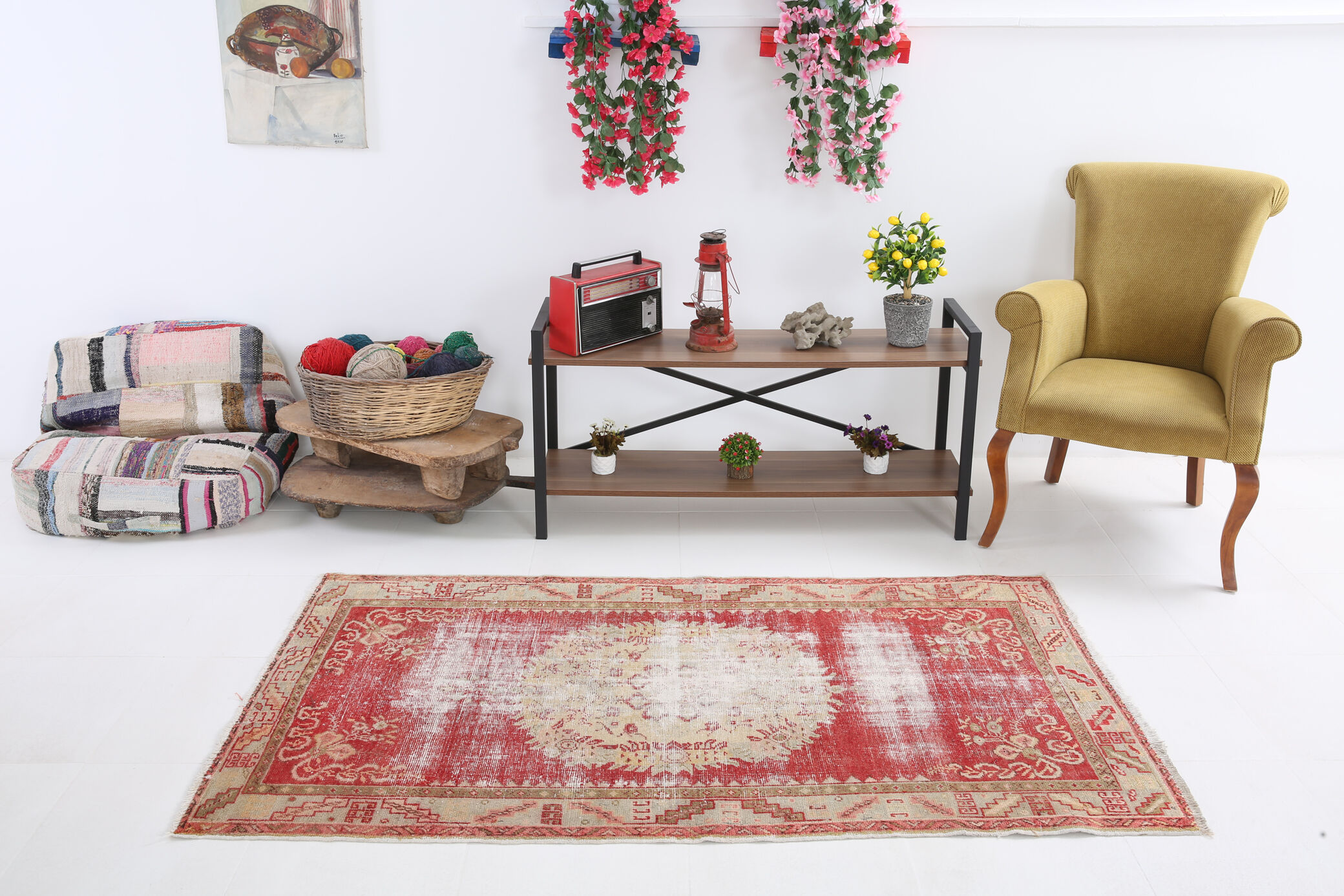 3x6 red and beige turkish rug