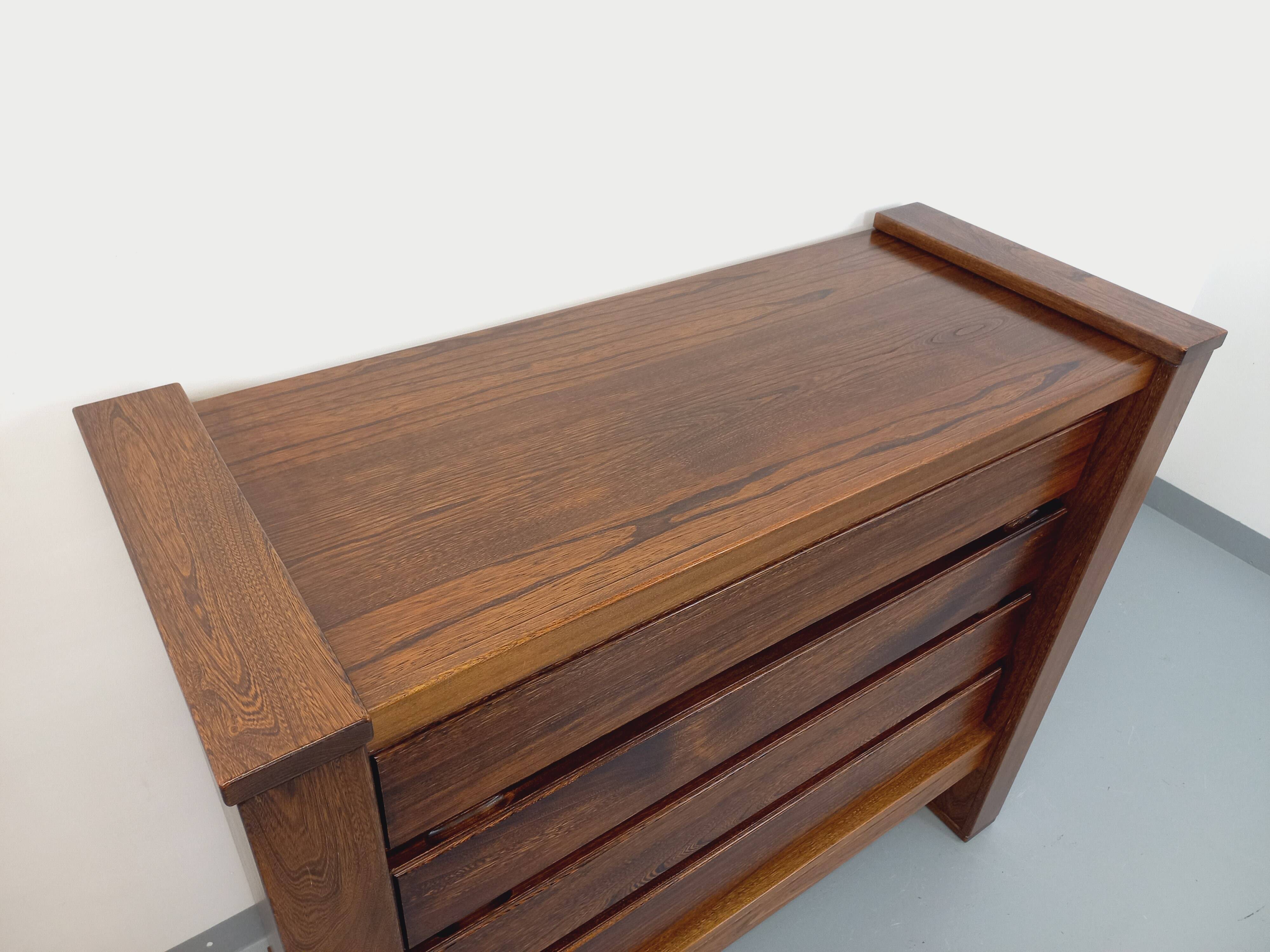 Vintage Maison Regain chest of drawers in solid elm from the 80s