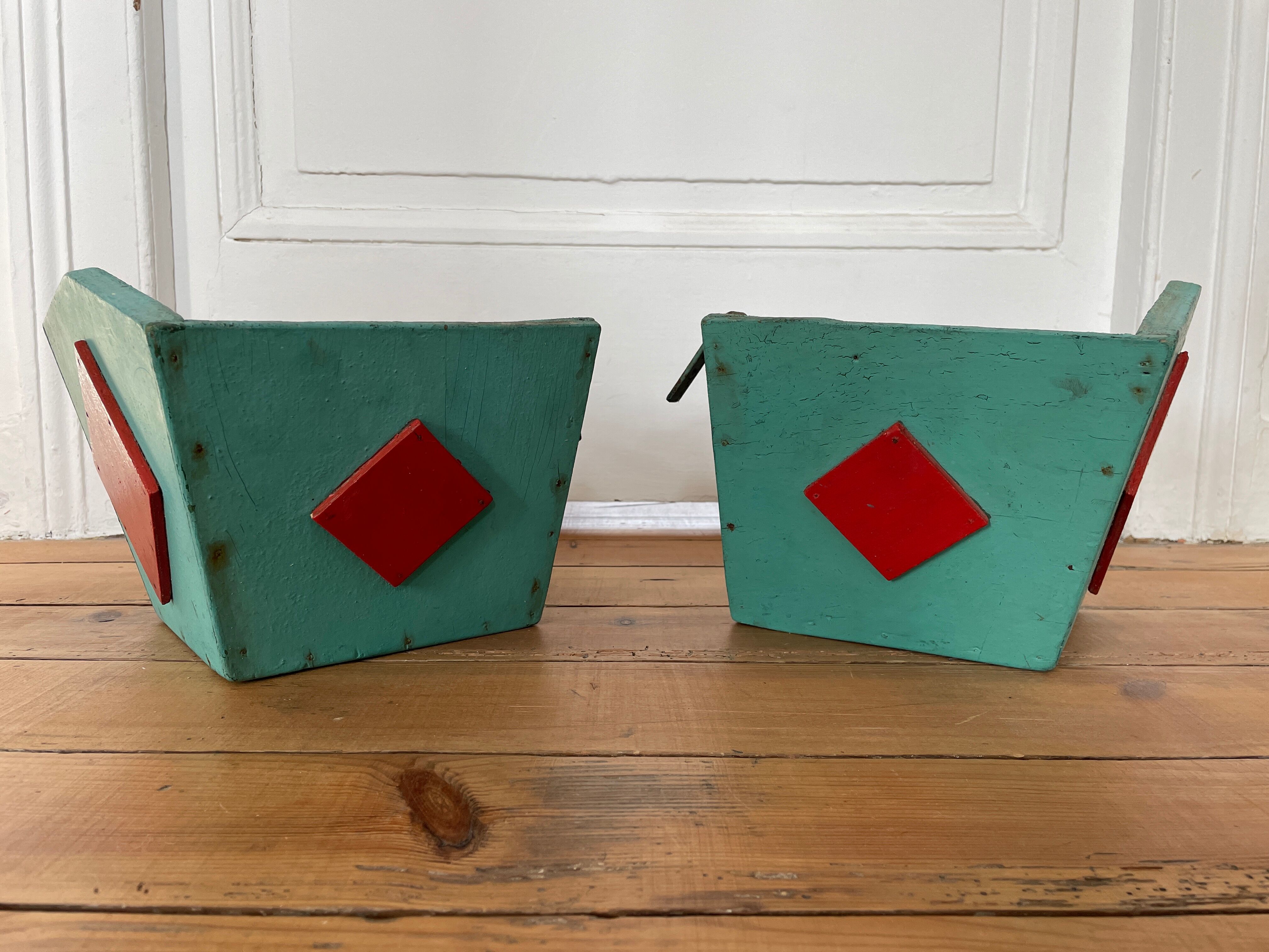 Pair of vintage wooden planters, circa 1950