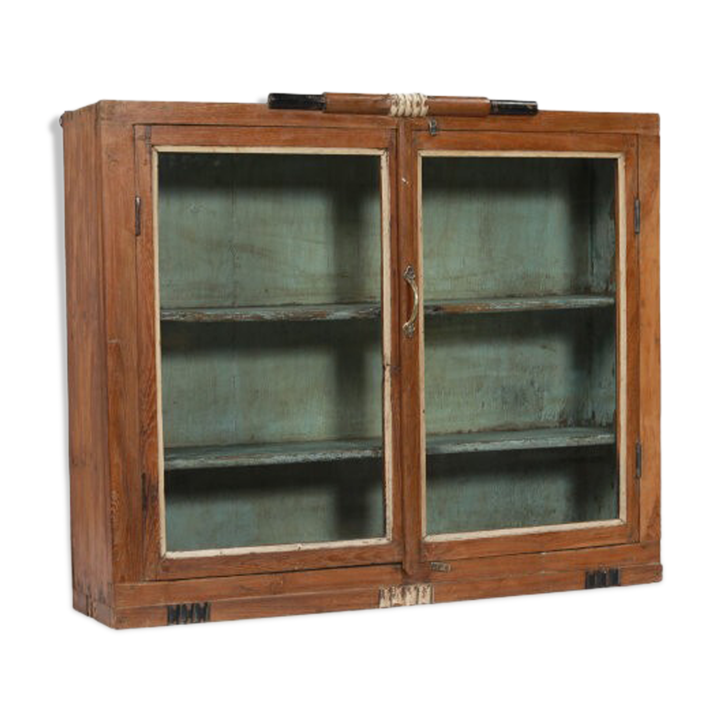 Showcase Mural Old Teck Patine Brown Art Deco Piece of Origin India