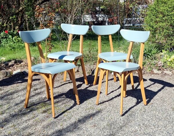 Set 4 chaises bistro modèle banane Luterma années 60