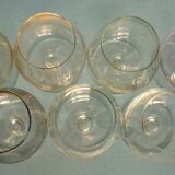 Set of 7 iridescent and colored cognac glasses