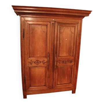 Large 19th Century "Family Home" Wardrobe - Solid Light Wood (Cherry)