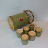 bamboo teapot service and folk art cups