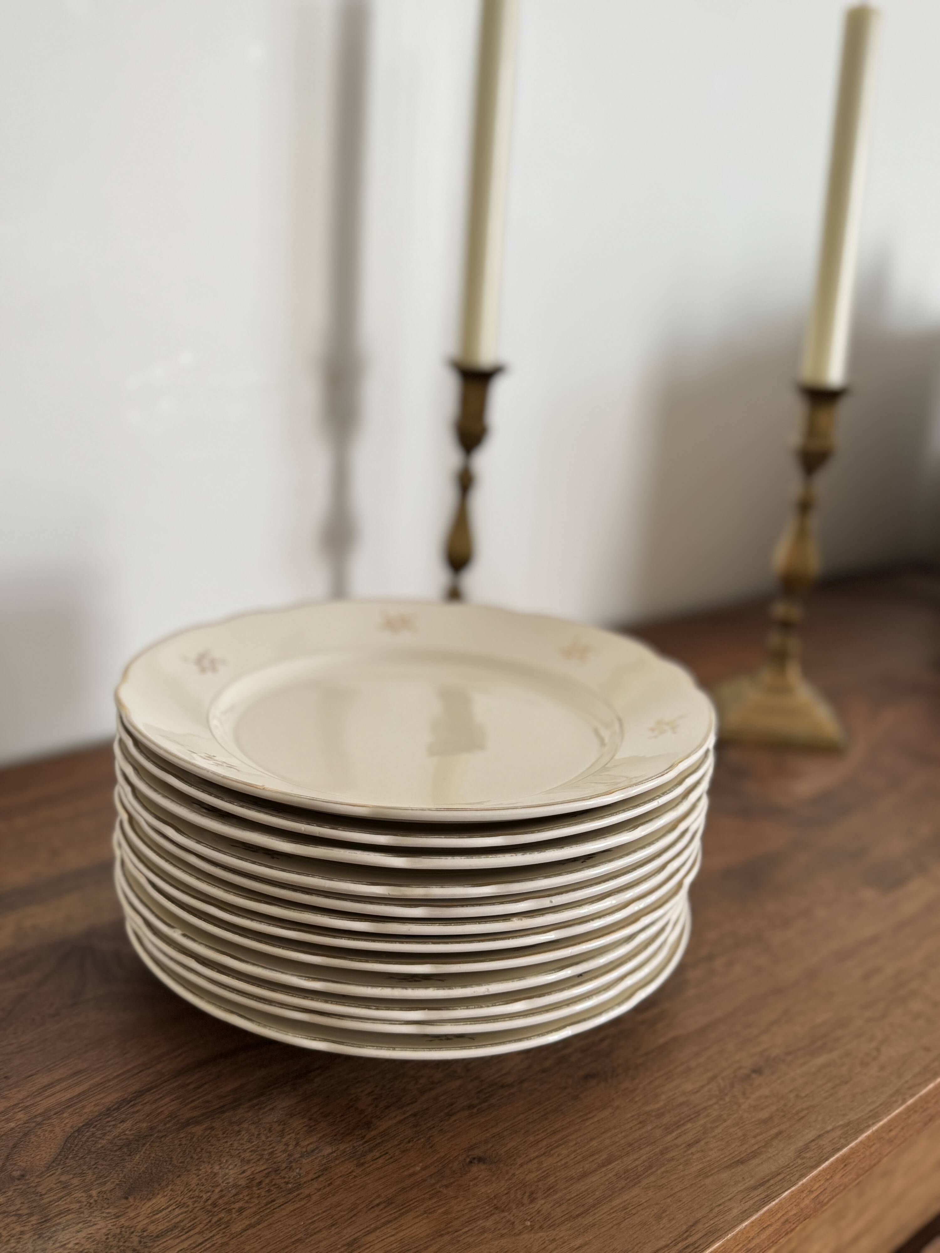 12 antique flat plates Villeroy & Boch Mettlach – porcelain