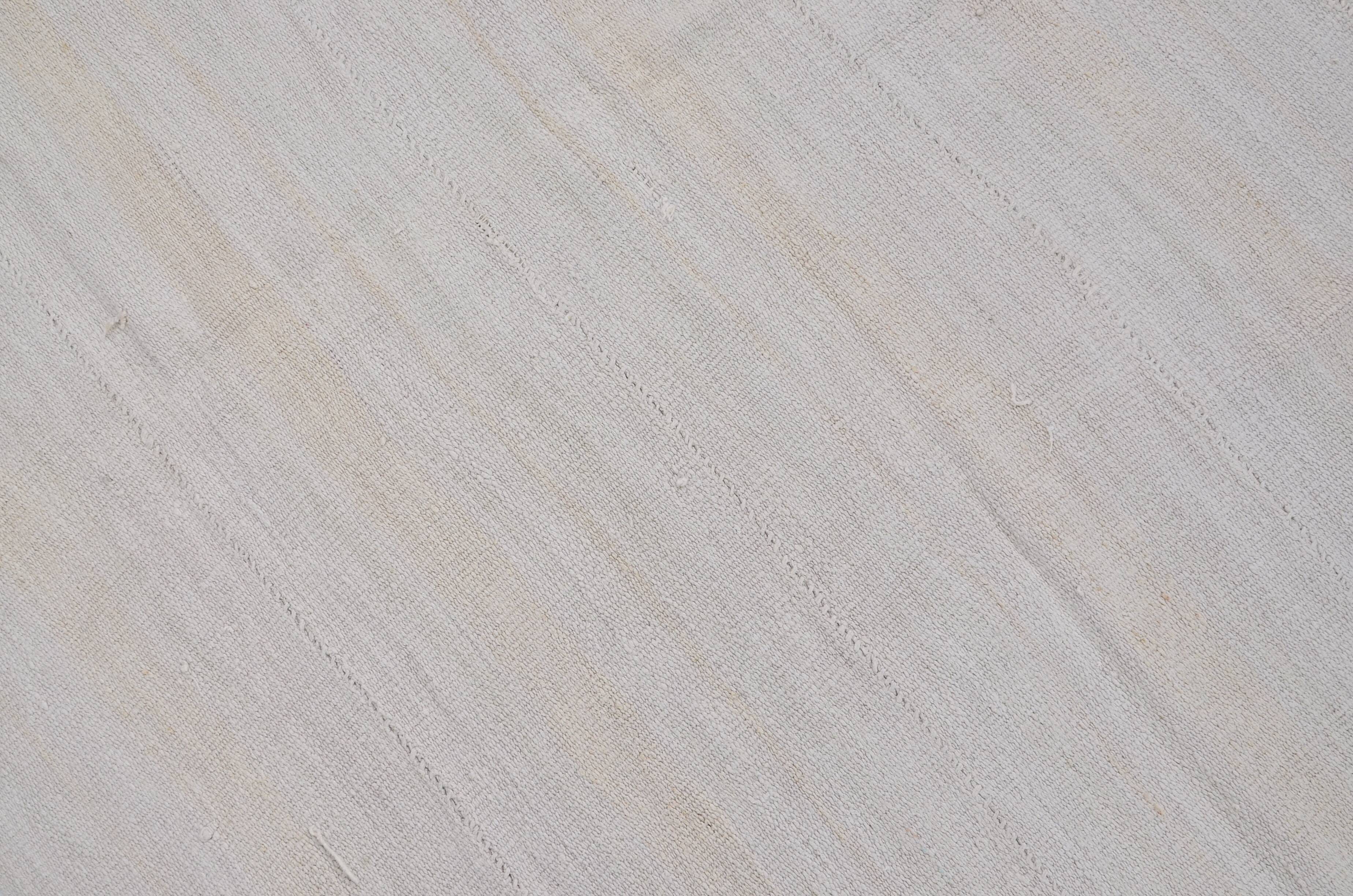White Anatolian Handwoven Hemp Rug sku 3653