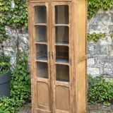 Parisian glass cabinet in raw wood, 1940