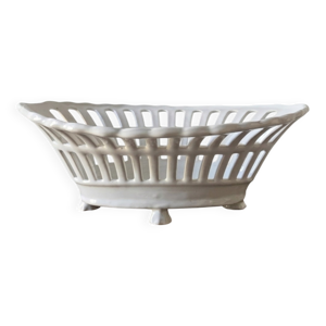 Corbeille ajourée, céramique - blanche