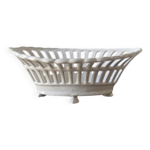 Lattice basket, white ceramic