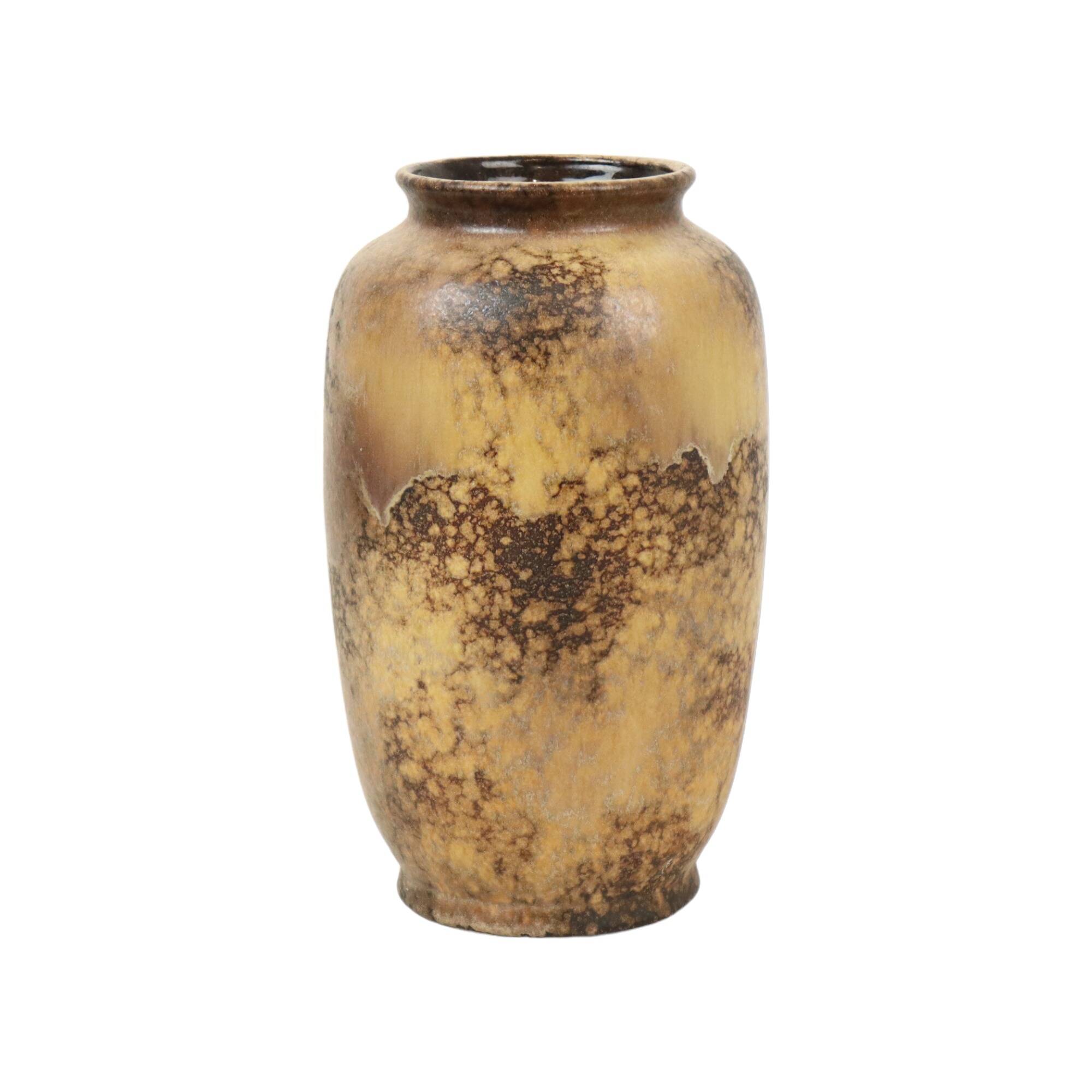 Vintage West Germany Vase Brown Beige Marble Effect Earthenware 484-26