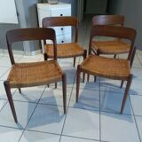 Designer Niels Otto Moller 1960's Suite of 4 Scandinavian Chairs