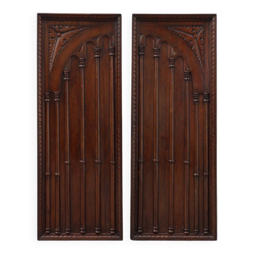 Large Carved Portuguese Oak Wall Panels, 1850s, Set of 2