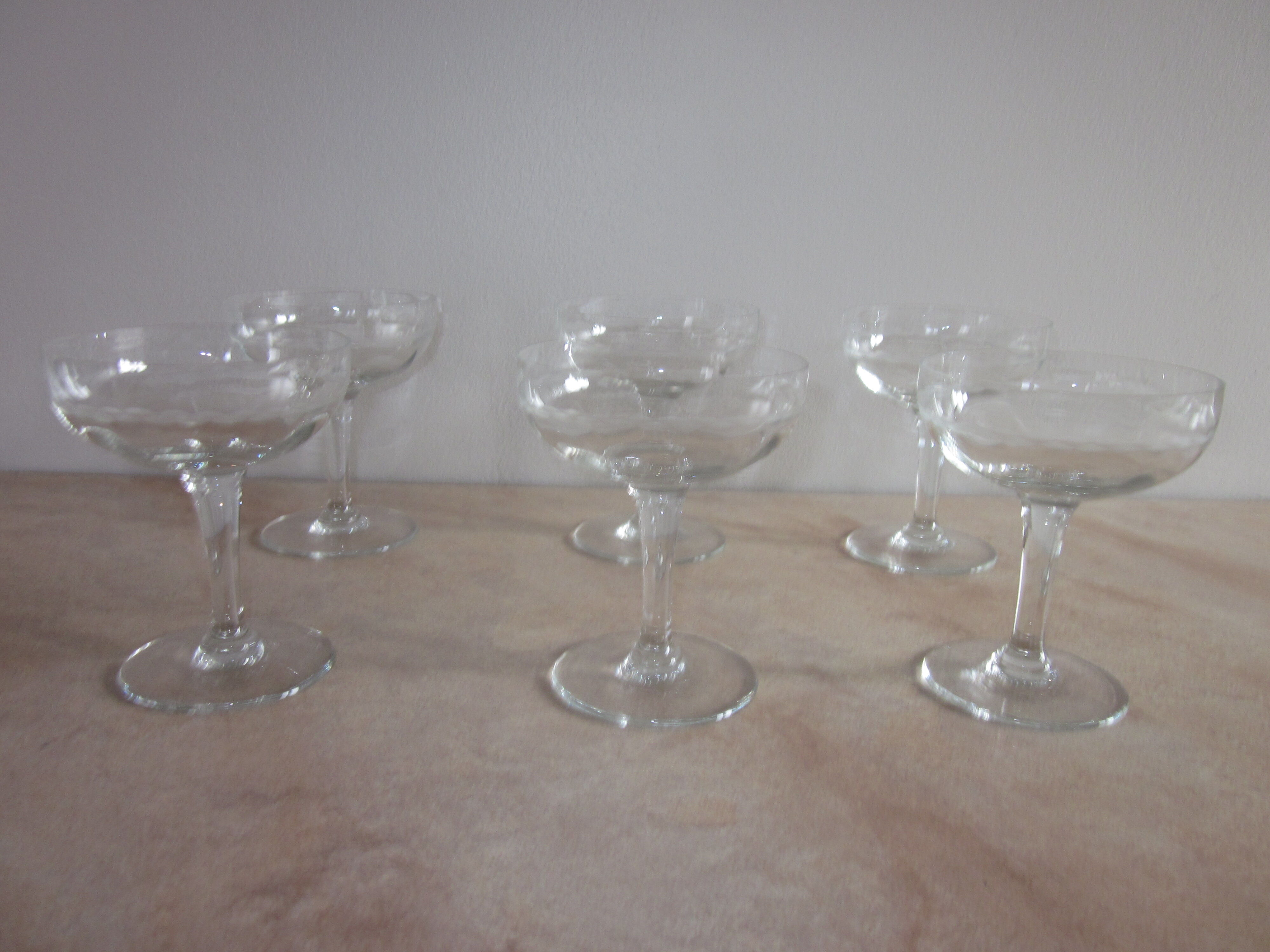 6 old champagne glasses