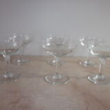 6 old champagne glasses