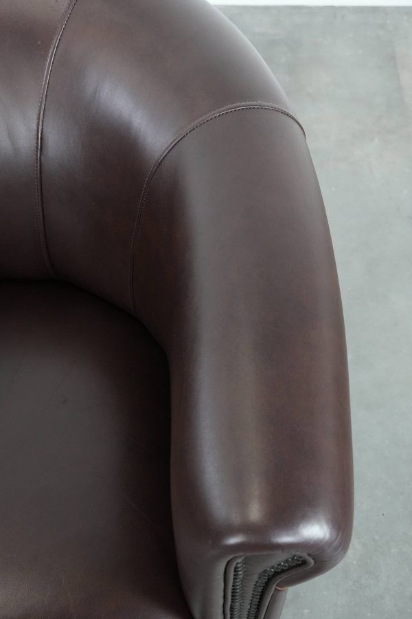 Club Armchair in Very Good Condition Made of Cowhide in English Style