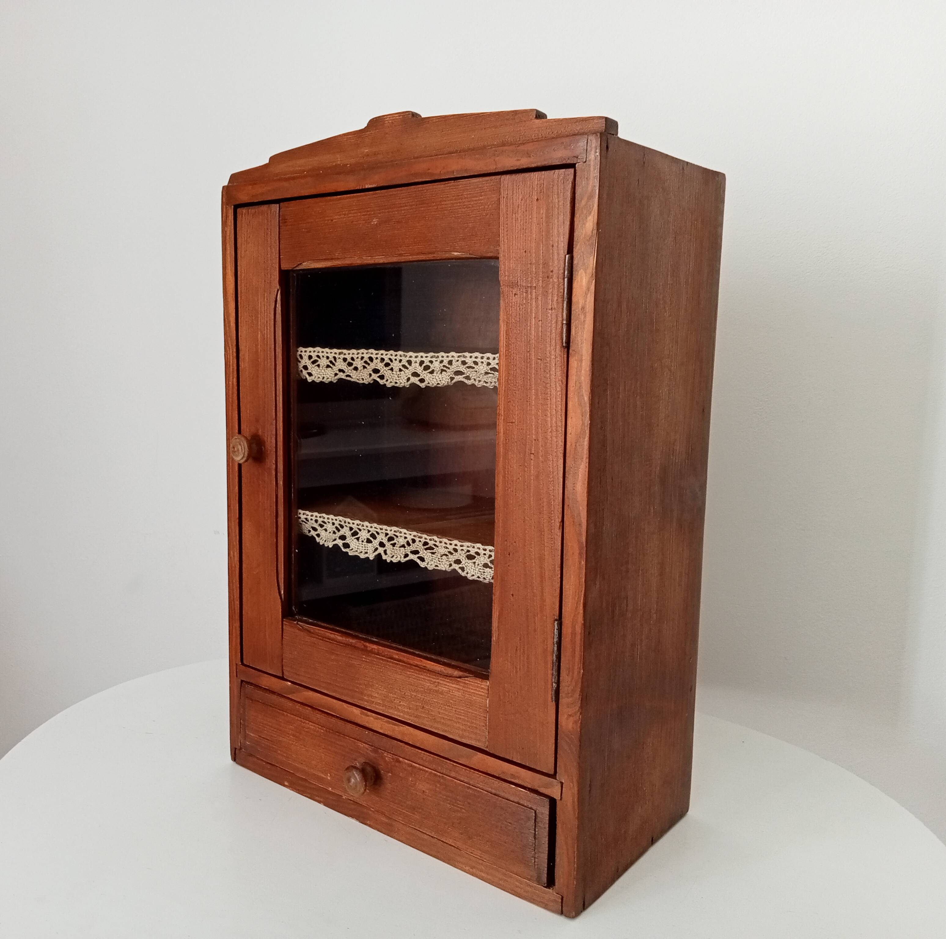 Old bathroom cabinet from the 40s in solid oak