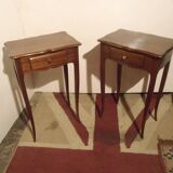 Pair of small boat cabin bedside tables / Small smoker's furniture.