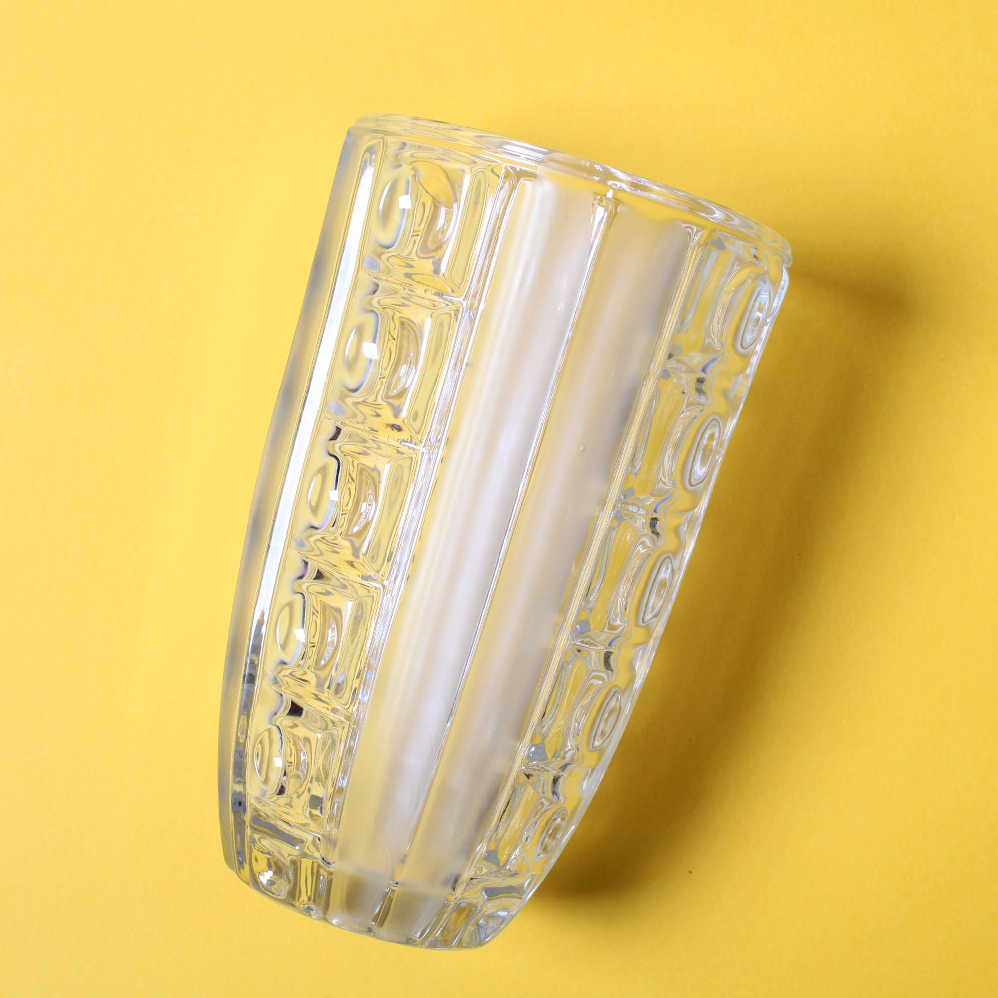 Vintage Clear Pressed Glass Vase / Bohemia Glass / 1950s