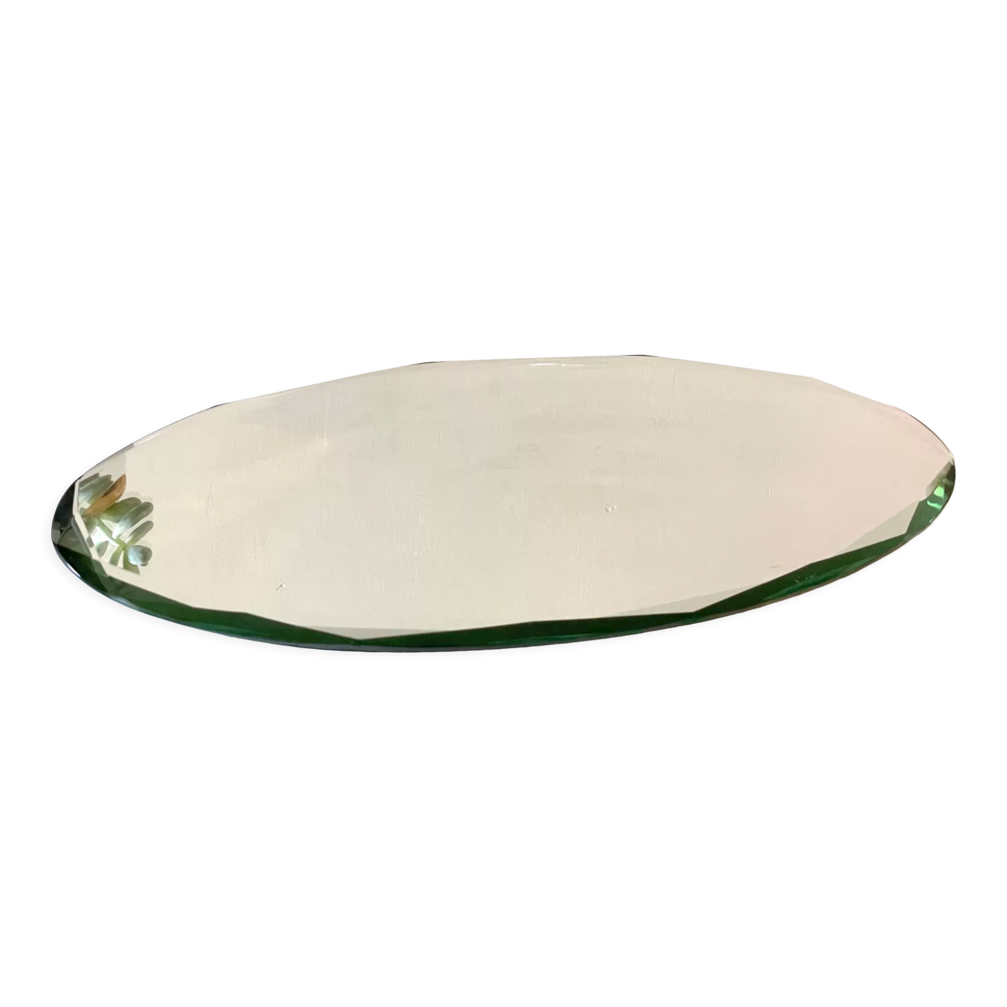Vintage beveled oval table mirror