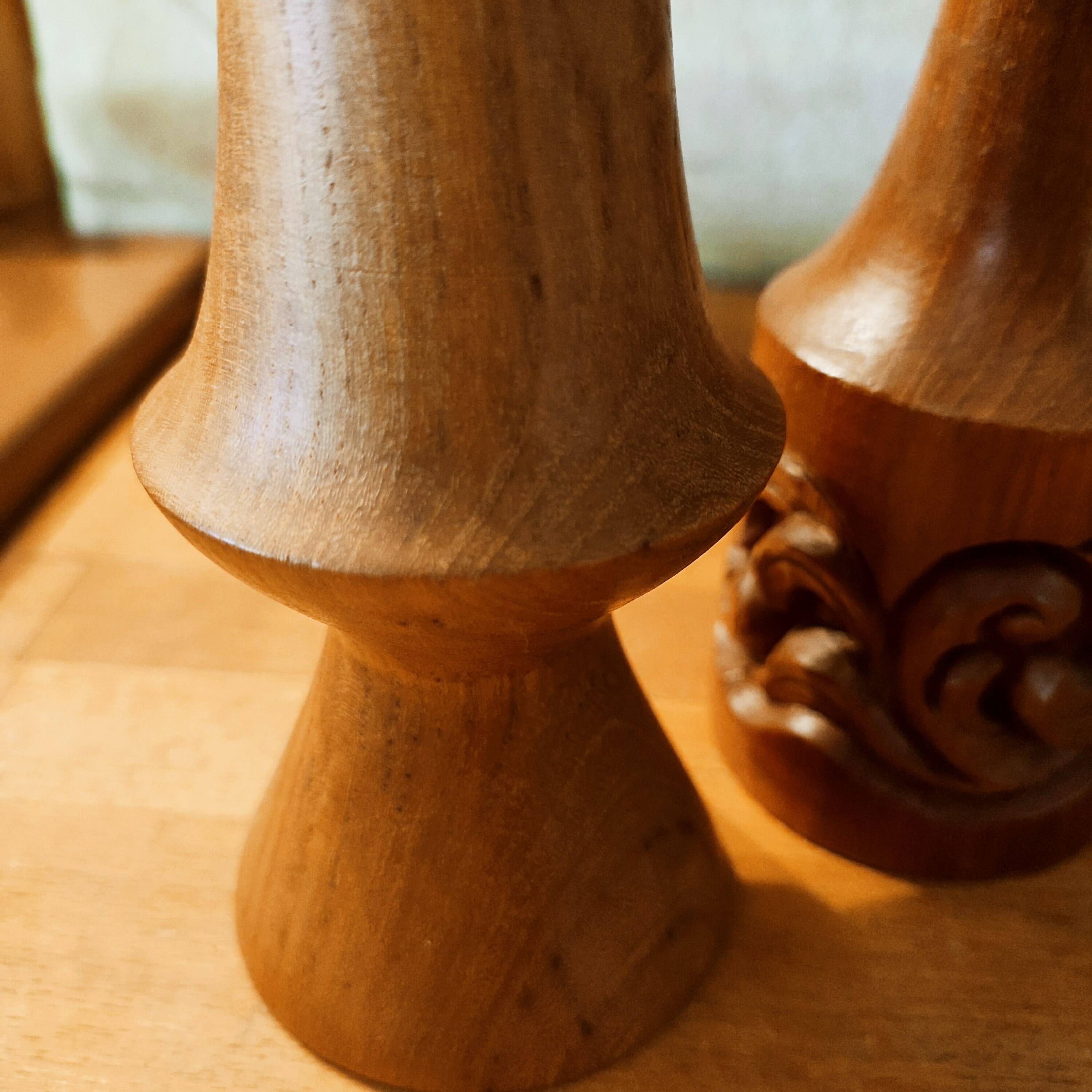 Pair of Scandinavian teak candle holders